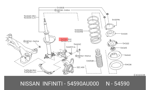 Рычаг подвески | перед прав Nissan, арт. 54590-AU000