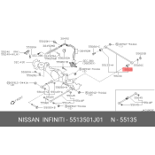Сайлентблок передней реактивной тяги NISSAN, арт. 55135-01J01