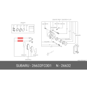 Колодки тормозные дисковые Subaru, задние, комплект на ось (4 шт), арт. 26632FC001