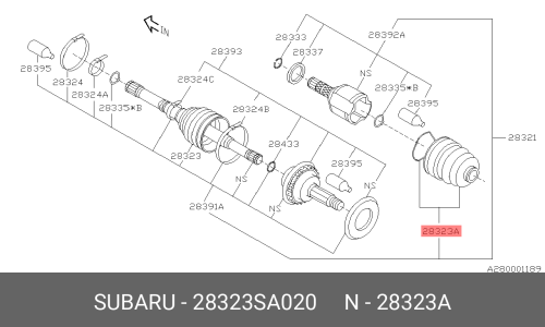 Пыльник ШРУСа Subaru, арт. 28323-SA020