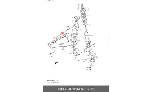 Сайлентблок рычага подвески | перед прав/лев Suzuki, арт. 09319-14007