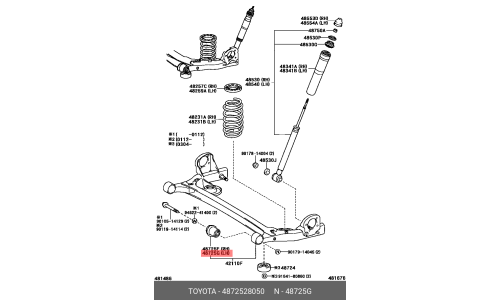 Сайлентблок балки моста Toyota, арт. 48725-28050