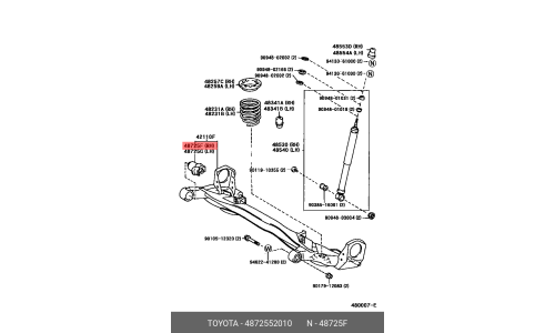 Сайлентблок балки моста Toyota, арт. 48725-52010