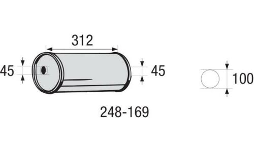 Глушитель выхлопных газов Bosal, средний, Ø100/45, длина 312мм, арт. 248-169
