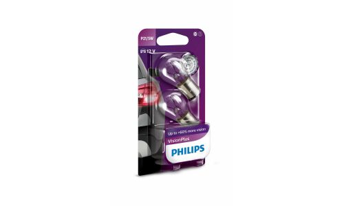 Лампа Philips VisionPlus P21/5W (BAY15d, S25), 12В, 21/5Вт, комплект 2 шт