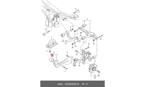 Сайлентблок заднего рычага VAG, арт. 1K0 505 541 D