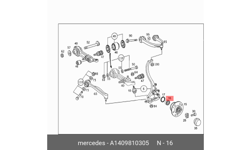 Подшипник ступицы колеса | перед лев Mercedes, арт. A1409810305