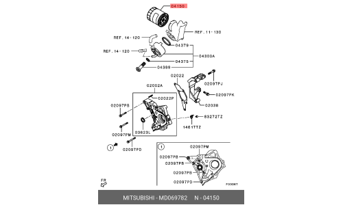 Фильтр масляный Mitsubishi, арт. MD069782