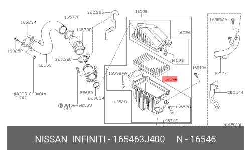 Фильтр воздушный Nissan, арт. 16546-3J400