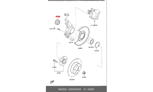 Комплект подшипника ступицы колеса | перед Mazda, арт. G304-33-065