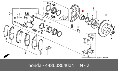 Подшипник ступицы колеса | перед Honda, арт. 44300-S04-004