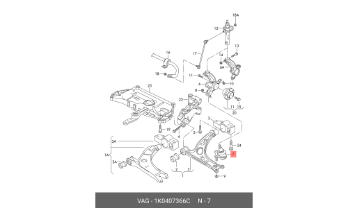 Опора шаровая VAG, передняя, правая, арт. 1K0407366C