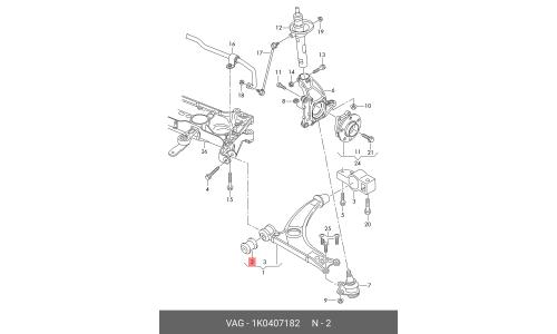 Сайлентблок переднего рычага VAG, для Skoda Octavia, арт. 1K0407182