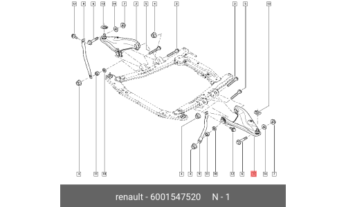 Рычаг подвески Renault, передний, левый, арт. 6001547520