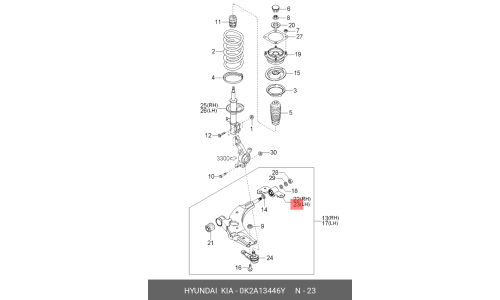 Сайлентблок переднего рычага Hyundai/Kia, арт. 0K2A1-34-46Y
