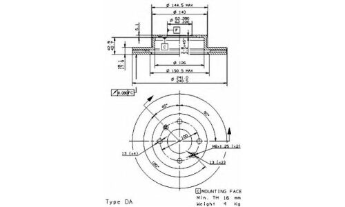 Диск тормозной Brembo, передний, правый/левый, 1 шт, арт. 09.9503.10