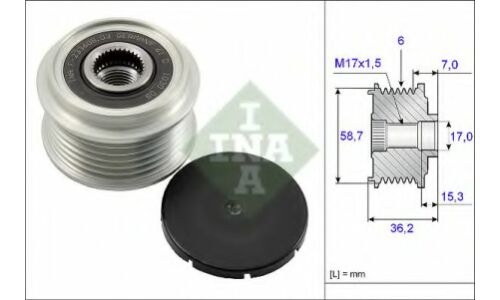 Ременной шкив генератора INA, арт. 535 0098 10