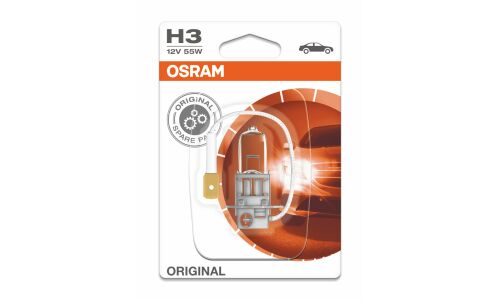 Лампа галогенная Osram Original Line H3 (PK22s, T12), 12В, 55Вт, 3200К, 1 шт, арт. 64151-01B