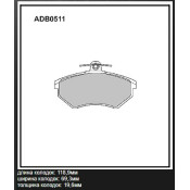 Колодки тормозные дисковые Allied Nippon, передние, комплект на ось (4 шт), арт. ADB0511