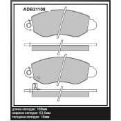 Колодки тормозные дисковые Allied Nippon, передние, комплект на ось (4 шт), арт. ADB31108