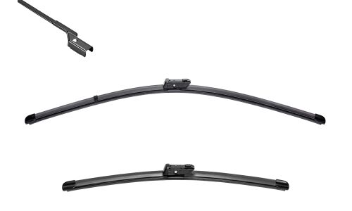 Щетки стеклоочистителя Valeo Silencio Flat 600мм (24") + 475мм (19") бескаркасные, всесезонные, со спойлером, крепление Push Button, комплект 2 шт, арт. 574385
