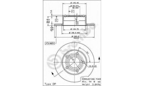 Диск тормозной Brembo, задний, правый/левый, 1 шт, арт. 08.5743.11