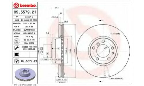 Диск тормозной UV Coated | перед Brembo, арт. 09.5579.21