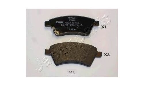 Колодки тормозные дисковые Japan Parts, передние, комплект на ось (4 шт), арт. PA-801AF