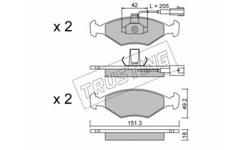 Колодки тормозные дисковые Trusting, арт. 282.1
