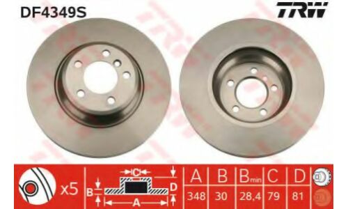 Диск тормозной TRW, передний, арт. DF4349S