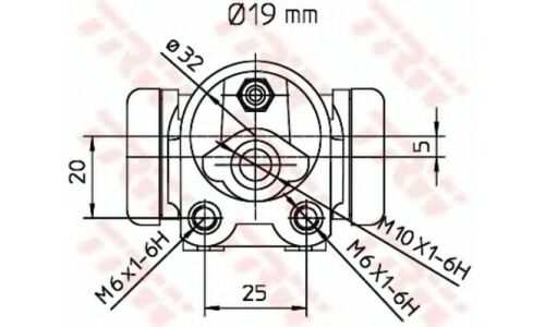 Рабочий тормозной цилиндр TRW, задний, арт. BWD303