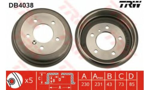 Барабан тормозной TRW, арт. DB4038