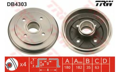 Барабан тормозной TRW, арт. DB4303