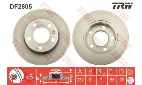 Диск тормозной TRW, арт. DF2805