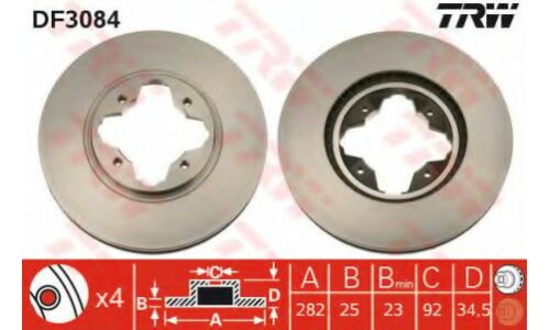 Диск тормозной TRW, передний, арт. DF3084