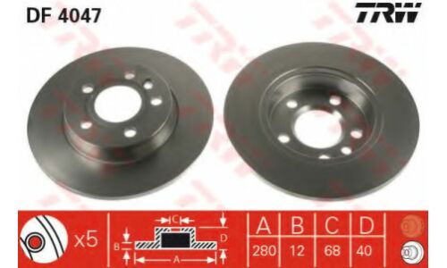Диск тормозной | зад TRW, арт. DF4047