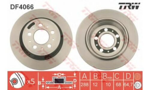 Диск тормозной TRW, задний, арт. DF4066