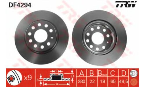 Диск тормозной TRW, арт. DF4294