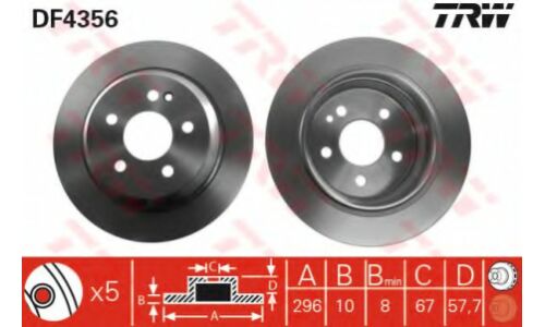 Диск тормозной | зад TRW, арт. DF4356