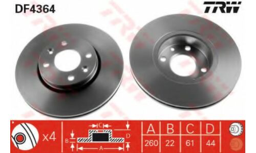 Диск тормозной TRW, арт. DF4364