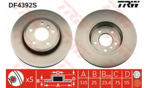 Диск тормозной TRW, арт. DF4392S