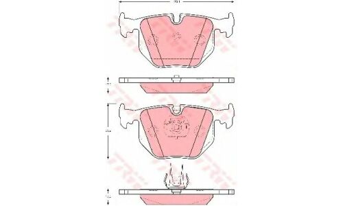 Колодки тормозные дисковые TRW, комплект на ось (4 шт), арт. GDB1527