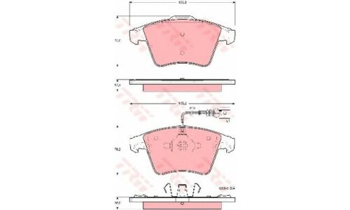 Колодки тормозные дисковые TRW, комплект на ось (4 шт), арт. GDB1556
