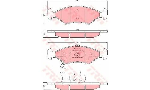 Колодки тормозные дисковые TRW, комплект на ось (4 шт), арт. GDB3224