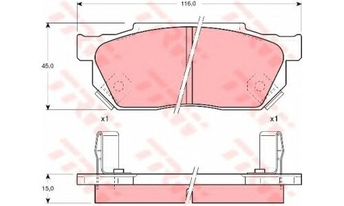 Колодки тормозные дисковые TRW, комплект на ось (4 шт), арт. GDB325
