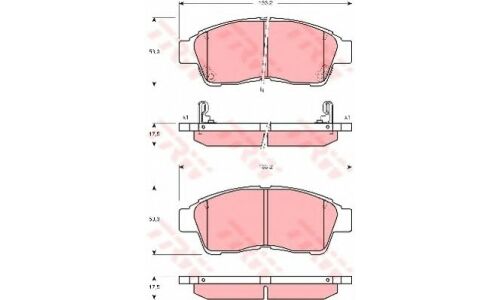 Колодки тормозные дисковые TRW, комплект на ось (4 шт), арт. GDB3300