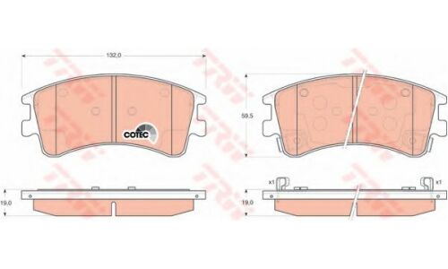 Колодки тормозные дисковые TRW, комплект на ось (4 шт), арт. GDB3310