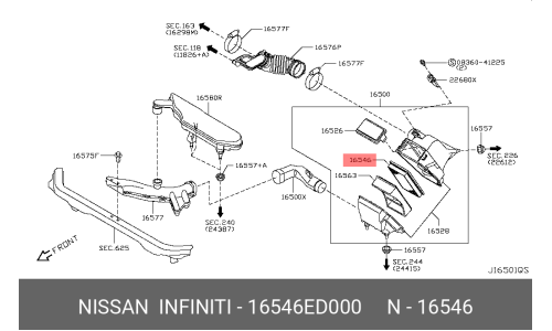 Фильтр воздушный Nissan A-2011, арт. 16546-ED000