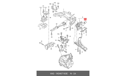 Сайлентблок переднего рычага VAG, арт. 1K0 407 183 E