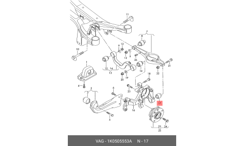 Сайлентблок заднего рычага VAG, арт. 1K0505553A